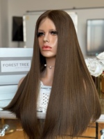 Perruque Casher SHY, couleur brun foncé, cheveux humains naturels, dessus en dentelle, couleur personnalisée, fournisseur d'usine