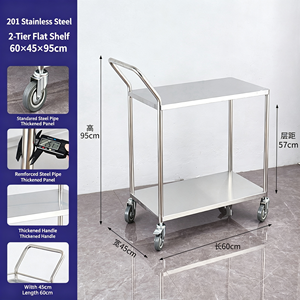 Carrito de Servicio Móvil de Acero Inoxidable de 3 Niveles, Carrito de Servicio Resistente con Ruedas para Restaurantes, Cocinas, Hoteles y Cafeterías - Product Image 6