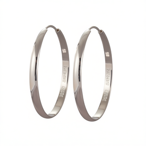 Orecchini a Cerchio E4680 in Oro Bianco, Stile Classico Unisex, Gioielli di Moda in Lega - Product Image 1