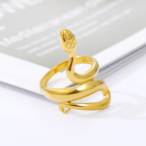 고품질 18K 골드 도금 독특한 뱀 반지 남성 여성 스테인레스 스틸 쥬얼리 - Product Image 4