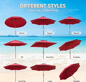 Custom Logo Modern Waterproof Beach Garden Umbrella Aluminium Alloy Frame Silk Screen Printed Outdoor Sun Shade for Promotional - Product Image 2