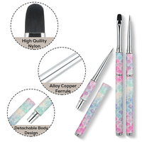 Nouvelle mode, ensemble de pinceaux à ongles en poils de Kolinsky/nylon personnalisés avec manche en métal à motif d'écailles de poisson colorées détachables