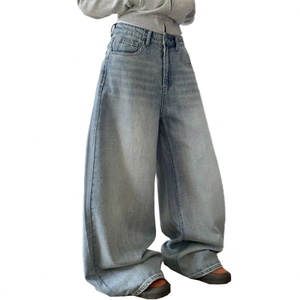 Custom Blue Vintage High Street <b>Jeans</b> <b>Men</b> Large <b>Wide</b> <b>Leg</b> High Waist Casual Long Pants Stock <b>Jeans</b> for <b>Men</b> - Product Image 2