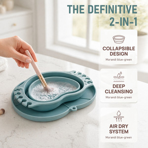 Bview 3-<span class=keywords><strong>en</strong></span>-1 : Gobelet <span class=keywords><strong>de</strong></span> lavage <span class=keywords><strong>de</strong></span> pinceaux <span class=keywords><strong>en</strong></span> silicone avec <span class=keywords><strong>palette</strong></span> et support pliable pour nettoyage <span class=keywords><strong>de</strong></span> pinceaux, idéal pour les fournitures d'art aquarelle et acrylique - Product Image 2