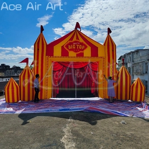 Personnalisable rouge et jaune rayé gonflable carnaval cirque arc australie tour du monde décor théâtre scène Performance toile de fond - Product Image 1