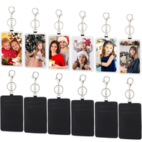 Tempat kartu kredit tekan panas sublimasi dompet kantong kulit Pu kosong gantungan kunci satu sisi sublimasi Diy pencetakan Transfer panas