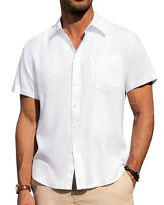 Camicie Classiche Bianche da <span class=keywords><strong>Uomo</strong></span> a Maniche Corte con Bottoni e Tasche, Traspiranti, Business Casual, Personalizzabili, Oversize, Chemise Homme OEM - Product Image 1