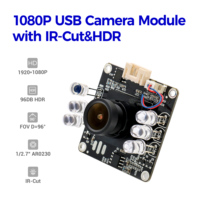 Module de caméra AHD 2 MP HD 30FPS 1080P avec vision de jour et de nuit WDR 96 degrés, sans distorsion, Linux OTG USB Plug&Play, LED IR à focale fixe
