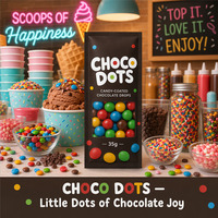 Bolsa de Embalaje Plana Ligera con Ventana y Sellado de Tres Lados para Chispas de Chocolate Recubiertas de Caramelo, para Choco Dots, Dulces y Coberturas