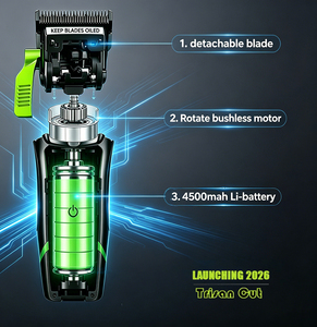 Trian X1C ปัตตาเลี่ยนมอเตอร์หมุนแบบไร้แปรง8000RPM ถอด DLC ได้ใบมีดช่างตัดผมมืออาชีพ - Product Image 6