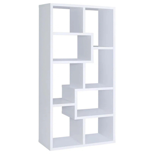 Modern Asymmetrical 8-Cube <b>Bookshelf</b>, Staggered Cube Shelf <b>Open</b> Back Bookcase, Contemporary Display Storage Unit - Product Image 2