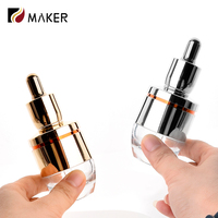 30ml 1oz Récipient vide pour huile essentielle de sérum de soin de la peau Flacon compte-gouttes en verre personnalisé avec distributeur de cosmétiques en argent et or