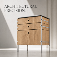Armoire à tiroirs en bois massif et acier inoxydable Bauhaus, armoire de rangement de grande capacité pour salon, table d'appoint pour canapé, table de chevet pour chambre à coucher