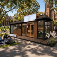 Café modulaire préfabriqué en conteneur commercial de 40 pieds, extérieur en aluminium-plastique, panneau sandwich PU de 100 mm