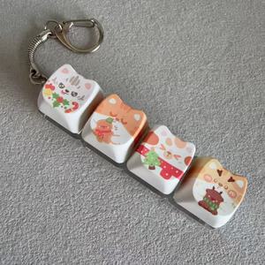 คีย์แคป PBT ลายแมวน่ารัก 4 ชิ้น สำหรับคีย์บอร์ดแบบ Mechanical Switch คลิกเกอร์ <span class=keywords><strong>ASMR</strong></span> บรรเทาความเครียด ของเล่นเสริมสมาธิ พวงกุญแจ - Product Image 1