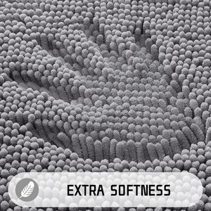 Tapis de salle de bain de luxe en chenille bouclée, tissé, lavable, antidérapant, super absorbant, adapté aux animaux domestiques - Product Image 3