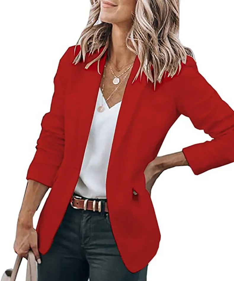 China supplier single breasted suit jacket modern office ladies formal office wear red blazer for women