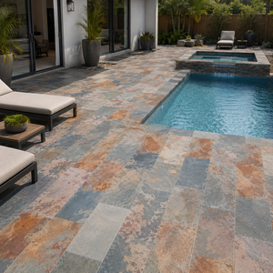 Tuile de pierre d'ardoise rouille naturelle cultivée Unionstone de haute qualité pour pavés extérieurs et piscines - Product Image 2