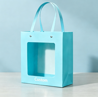 Boîte cadeau personnalisée en papier kraft avec fenêtre transparente et poignée, emballage vintage pour cadeaux de détail