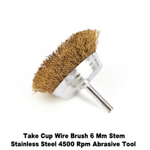 Cepillo de alambre tipo copa Ttake con vástago de 6 mm, acero inoxidable, herramienta abrasiva de 4500 RPM - Product Image 2