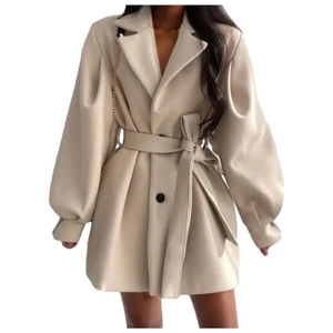 Abrigo Elástico de Algodón de Color Sólido a la Moda para Mujer - Product Image 1