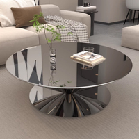 Table basse en forme de soucoupe de luxe légère Minimaliste Moderne Hôtel Creative Designer Miroir Table à thé conique en acier inoxydable AGM780