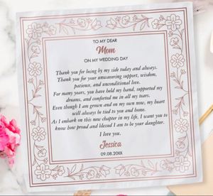 ผ้าเช็ดหน้าลายดอกไม้แบบกำหนดเองสำหรับแม่เจ้าบ่าว ของชำร่วยงานปาร์ตี้สละโสด ของขวัญงานแต่งงาน - Product Image 1