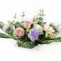 Fleurs de cimetière funéraire Fleurs artificielles 3D Hommage funéraire Arrangements floraux Hommage au cercueil