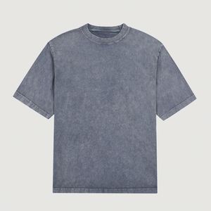 Design Custom Streetwear Oversized 250GSM T Shirt Cotton with Acid Wash <b>Drop</b> Shoulder Retro Casual Style T-Shirt - Product Image 2