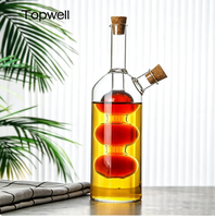 Botol Minyak & Cuka Kaca Buatan Tangan Berkualitas Tinggi Dengan Dua Cerat, Dispenser Kaca Borosilikat Tinggi Dengan Sumbat Gabus Untuk Bumbu Dapur Rumah