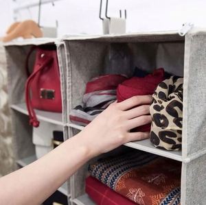 Detachable 3 Shelf <b>Collapsible</b> Hanging Organizer for Clothes and Shoes Canvas Hanging Closet Shelf Organizer - Product Image 4