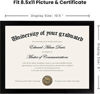 Marco de Fotos Rectangular Moderno y Ecológico Personalizado al por Mayor, Marco de Fotos Negro A4 para Exhibición de Certificados, Marco de Fotos Sólido para Montar en la Pared