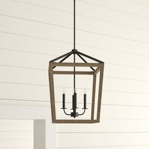 Lanterne rustique en fer forgé antique à 4 lumières, style bougie, pour cuisine, salle à manger, salon - Product Image 2
