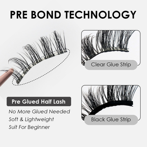 Cils courbés sans bande pré-collés, demi-cils à presser, auto-adhésifs, effet volumineux <span class=keywords><strong>Manga</strong></span>, taille personnalisée, boîte magnétique, vente en gros Europe - Product Image 2
