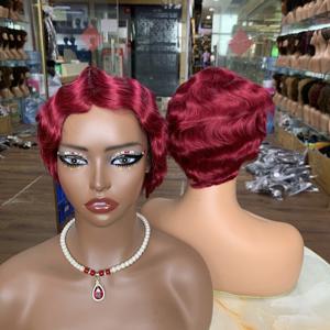 Perruque bouclée en neuf couleurs différentes, produit en gros, perruque en cheveux humains bon marché, fabriquée à la machine - Product Image 1