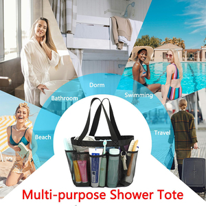 Multi-purpose <b>Shower</b> <b>Storage</b> Mesh Tote Bag with 2 Handles for Toiletry Bathroom Beach Travel Camping Essentials Organiser Bag - Product Image 6