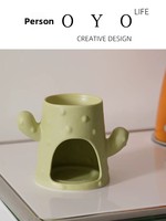 Diffuseur d'arômes en céramique YOYO LIFE, design cactus moderne, écologique, haut de gamme, pour huiles essentielles, créatif, pour chambre à coucher, avec fonction chauffe-cire