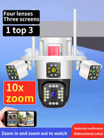 Caméra de sécurité extérieure V380 populaire, étanche, 4G Wifi, 4 objectifs, WIFI 8MP 8K PTZ, sans fil, 10W
