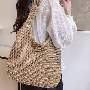 2025 New Spring and <b>Summer</b> Large Capacity Laptop Beach <b>Bag</b> New Style Straw Tote Shoulder <b>Bag</b> with Zip Closure Polyester Lining - Product Image 3