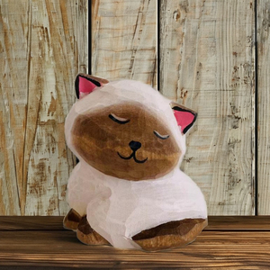 Figuritas de gato de madera pintadas a mano, artesanías de madera talladas a mano, arte artesanal, estante para el hogar, adornos decorativos para chimenea - Product Image 1