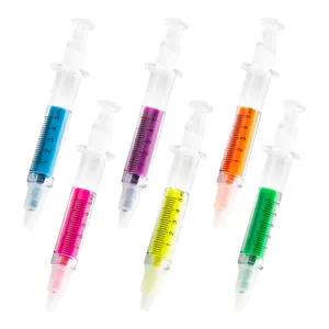 ปากกาไฮไลท์สำหรับฉีดส่งเสริมการขาย,ปากกาลูกลื่นปากกาเข็มพลาสติกส่งเสริมการขายมีหลายสี