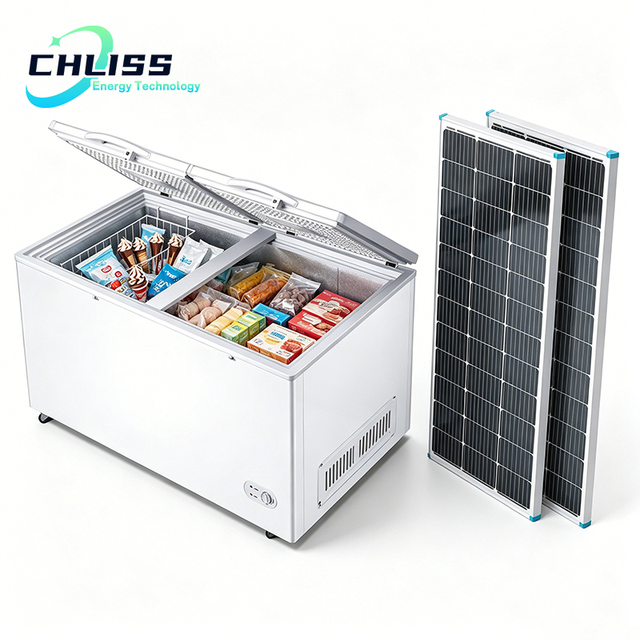 Solar Powered Refrigerator Freezer Portable Mini Deep Freezer with Battery Solar Panel Inverter for Outdoor Camping Car Travel