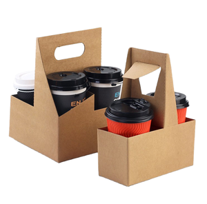 瓦楞纸手提杯架咖啡杯包装盒牛皮纸包装盒 - Product Image 1