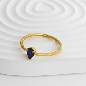 2025 Lüks Paslanmaz Çelik Su Damlası Şeklinde Kare Zirkon Yüzükler Kadınlar İçin Su Modası Takı Solmayan Doğal Taş Toptan - Product Image 6