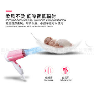 Kemey <b>Hair</b> <b>Dryer</b> Km-6830 Pink Foldable Ionic Compact With Concentrator And Diffuser <b>Nozzle</b> For Home And Hotel Use - Product Image 4