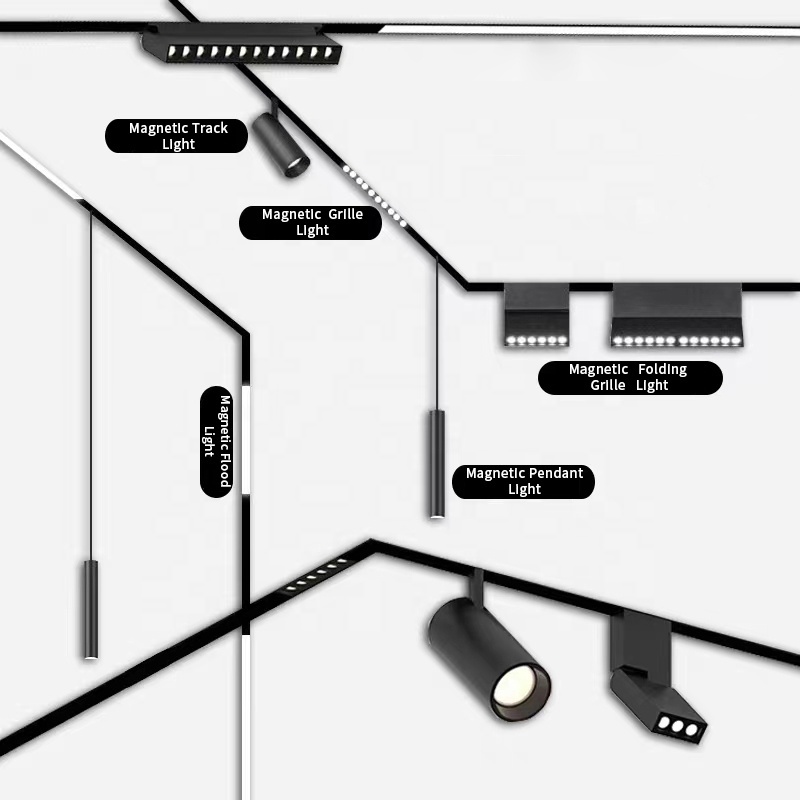 Factory Ultra Thin Ceiling Magnetic Track Lamp Track Rail Spot Lighting System 48V 35mm Led Magnetic Track Light