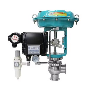 Vanne <span class=keywords><strong>de</strong></span> régulation pneumatique sanitaire en acier inoxydable 304, type à piston, à chargement rapide, à commande proportionnelle du débit, pour vapeur, avec <span class=keywords><strong>soupape</strong></span> <span class=keywords><strong>de</strong></span> <span class=keywords><strong>sécurité</strong></span> - Product Image 1