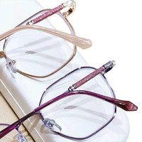 Gafas de Lectura Shoneray al por Mayor, de Alta Calidad, Modernas, Retro, Cuadradas, Metálicas, Ligeras, con Protección Anti-luz Azul, para Miopía, para Mujer, Rosa/Morado