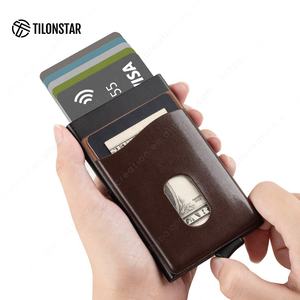 TILONSTAR TVC105 Portefeuille métallique mince et compact Anti-vol RFID Blocage Porte-cartes de luxe pour hommes Pop Up Porte-cartes de crédit - Product Image 4