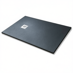 Plato de ducha negro con aspecto de piedra de 70x100 cm, superficie antideslizante para baño - Product Image 3